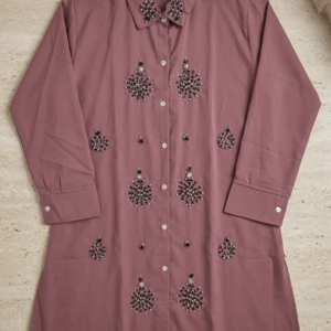 Women’s Pink Embellished Long Shirt Kurti